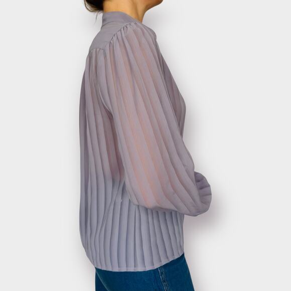 Vintage 80s‎ Gray Stripe Blouse - Picture 7 of 7